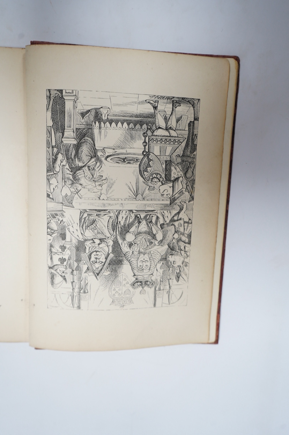 [Dodgson, Charles Lutwidge] - Alice's Adventures in Wonderland. By Lewis Carroll ... sixteenth thousand. frontis. and 41 engraved text illus. (by John Tenniel), half title; original gilt ruled and pictorial red cloth, so